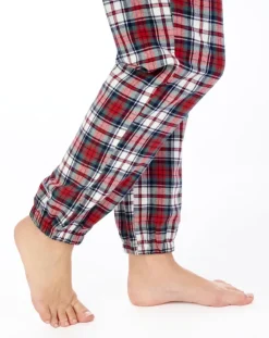 Woven Cotton Check and Solid Colour Jersey Top Pyjama PJ04221