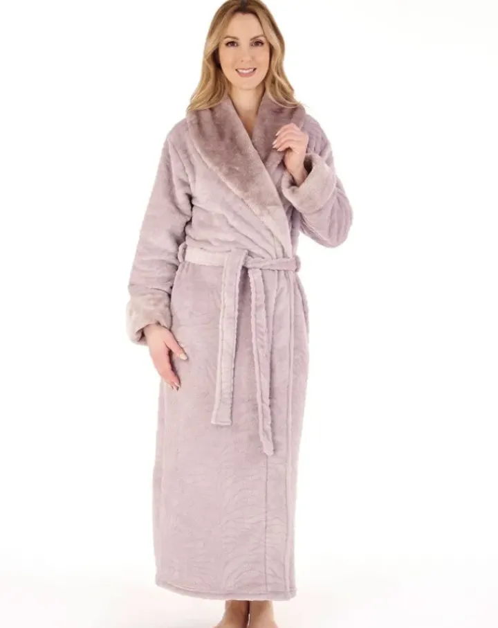 Zebra Inspired Print Faux Fur 52" Wrap Housecoat HC88338