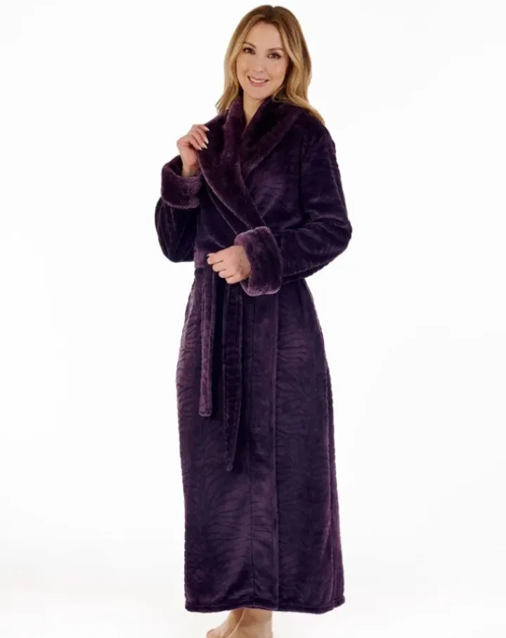 Zebra Inspired Print Faux Fur 52" Wrap Housecoat HC88338