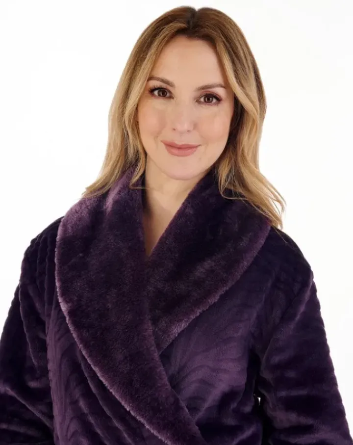 Zebra Inspired Print Faux Fur 52" Wrap Housecoat HC88338