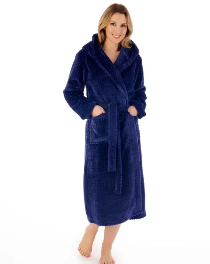 Zig-Zag Pattern Fleece 46" Hooded Wrap Housecoat HC02319