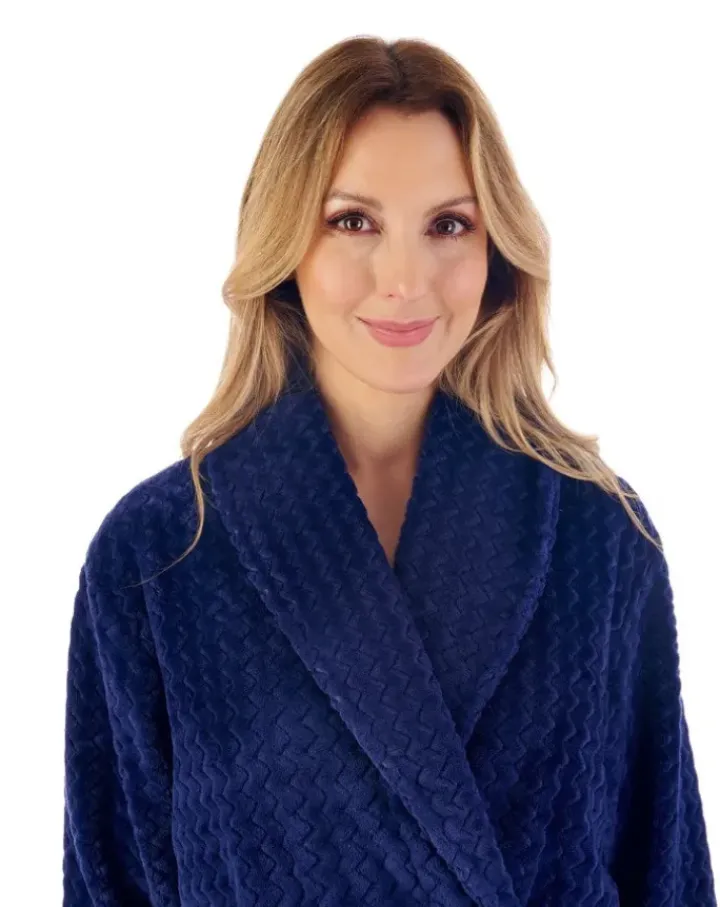 Zig-Zag Pattern Fleece 46" Wrap Housecoat HC02318