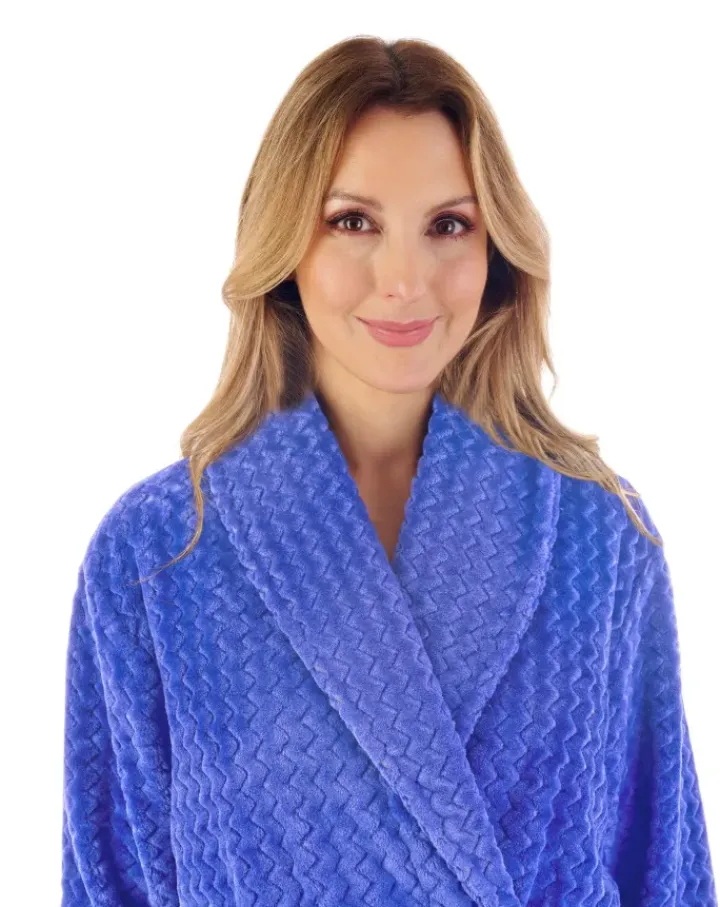 Zig-Zag Pattern Fleece 46" Wrap Housecoat HC02318