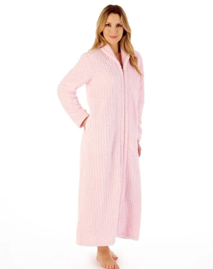 Zig-Zag Pattern Fleece 50" Zip Housecoat HC02317